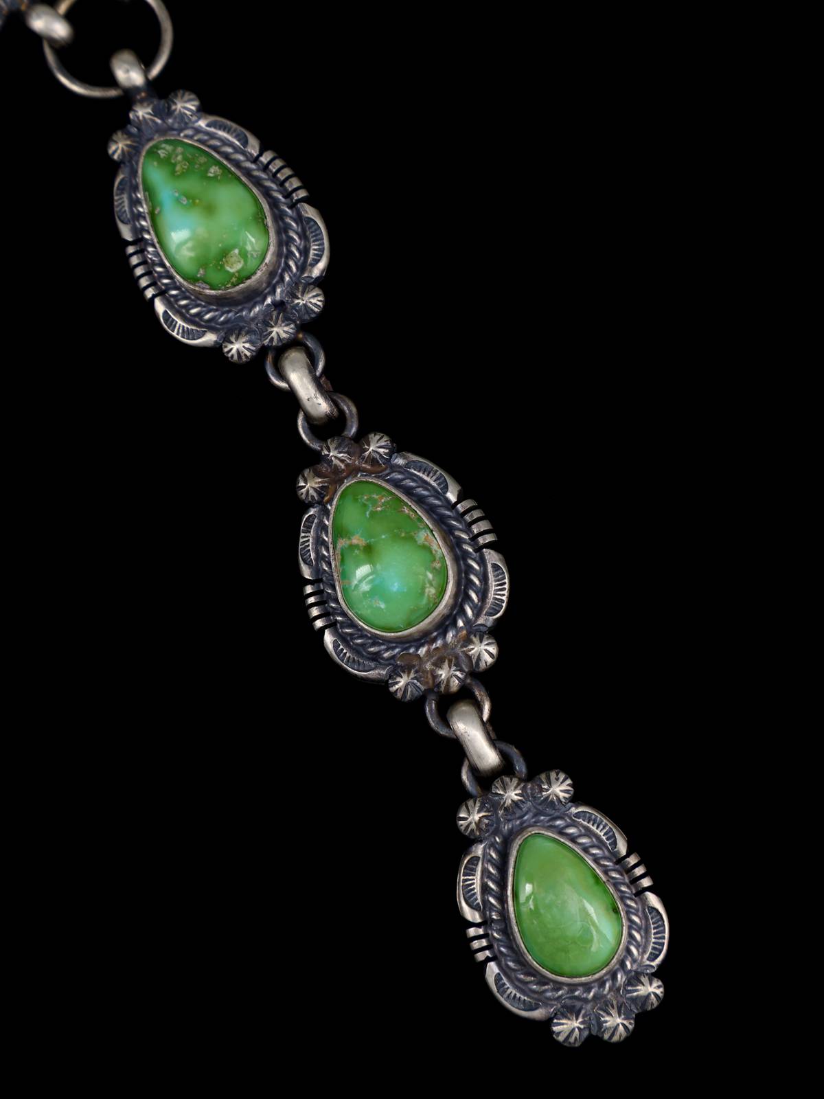 Navajo Sonoran Gold Turquoise Sterling Silver Lariat Necklace - PuebloDirect.com