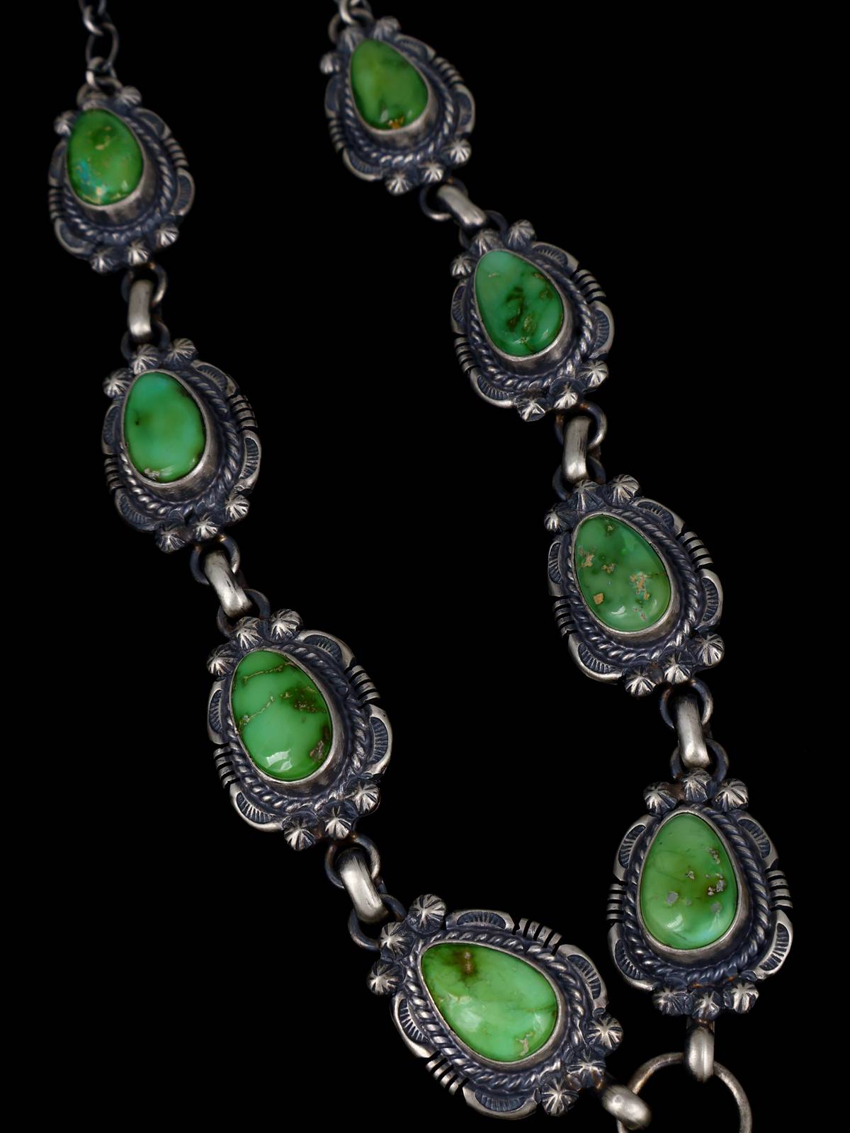 Navajo Sonoran Gold Turquoise Sterling Silver Lariat Necklace - PuebloDirect.com