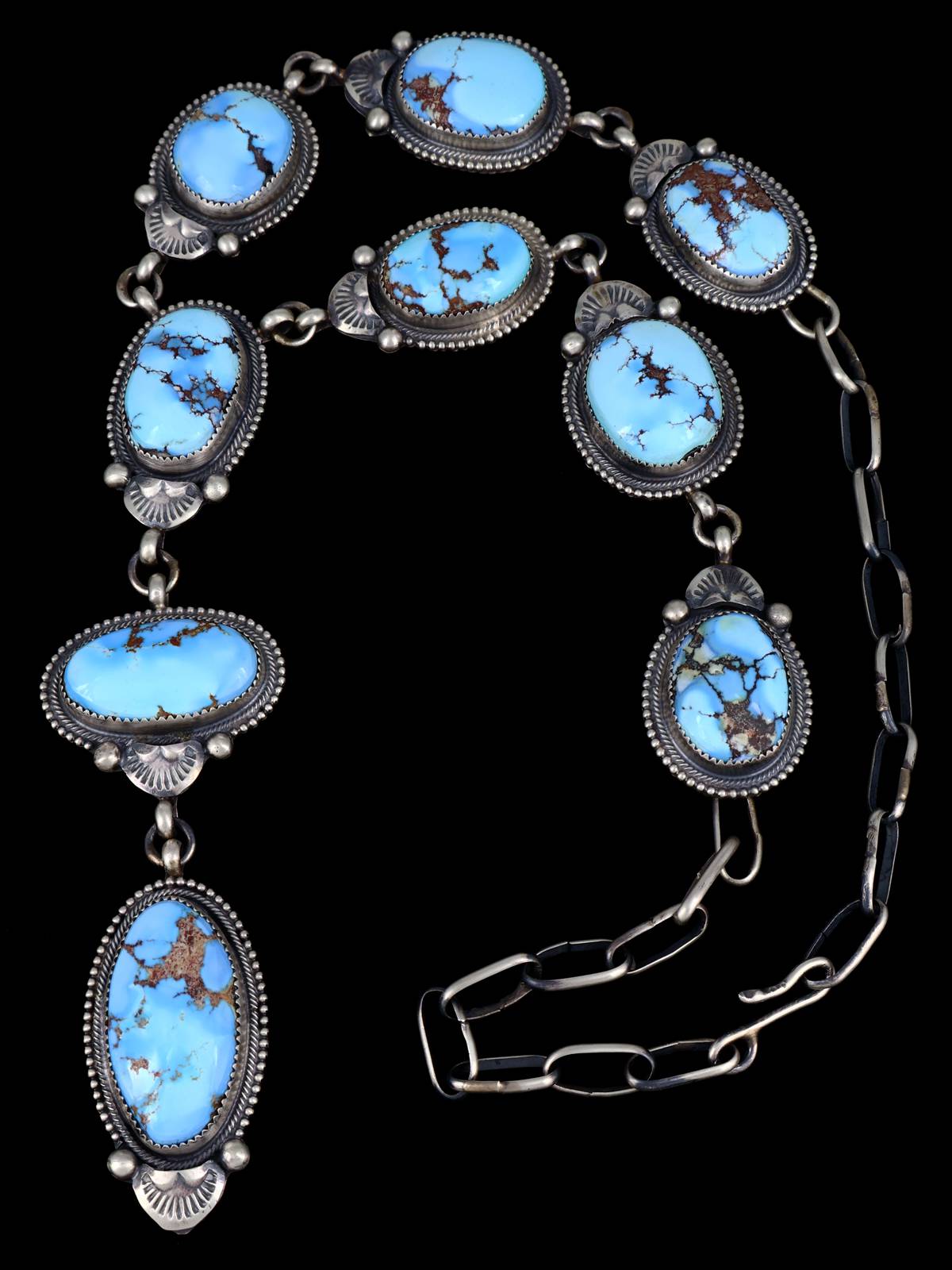 Navajo Natural Golden Hill Turquoise Lariat Necklace - PuebloDirect.com