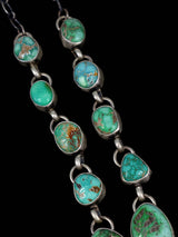 Native American Sterling Silver Carico Turquoise Lariat Necklace - PuebloDirect.com