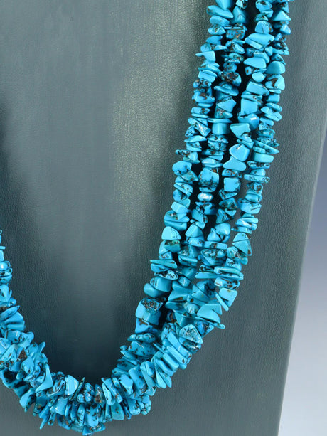Vintage Native American Kingman Turquoise Four Strand Necklace - PuebloDirect.com