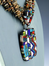 Native American Santo Domingo Mosaic Inlay Abalone Shell Necklace - PuebloDirect.com