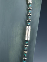 Native American Sterling Silver Navajo Turquoise and Bead Necklace Set - PuebloDirect.com