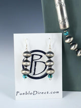 Native American Sterling Silver Navajo Turquoise and Bead Necklace Set - PuebloDirect.com