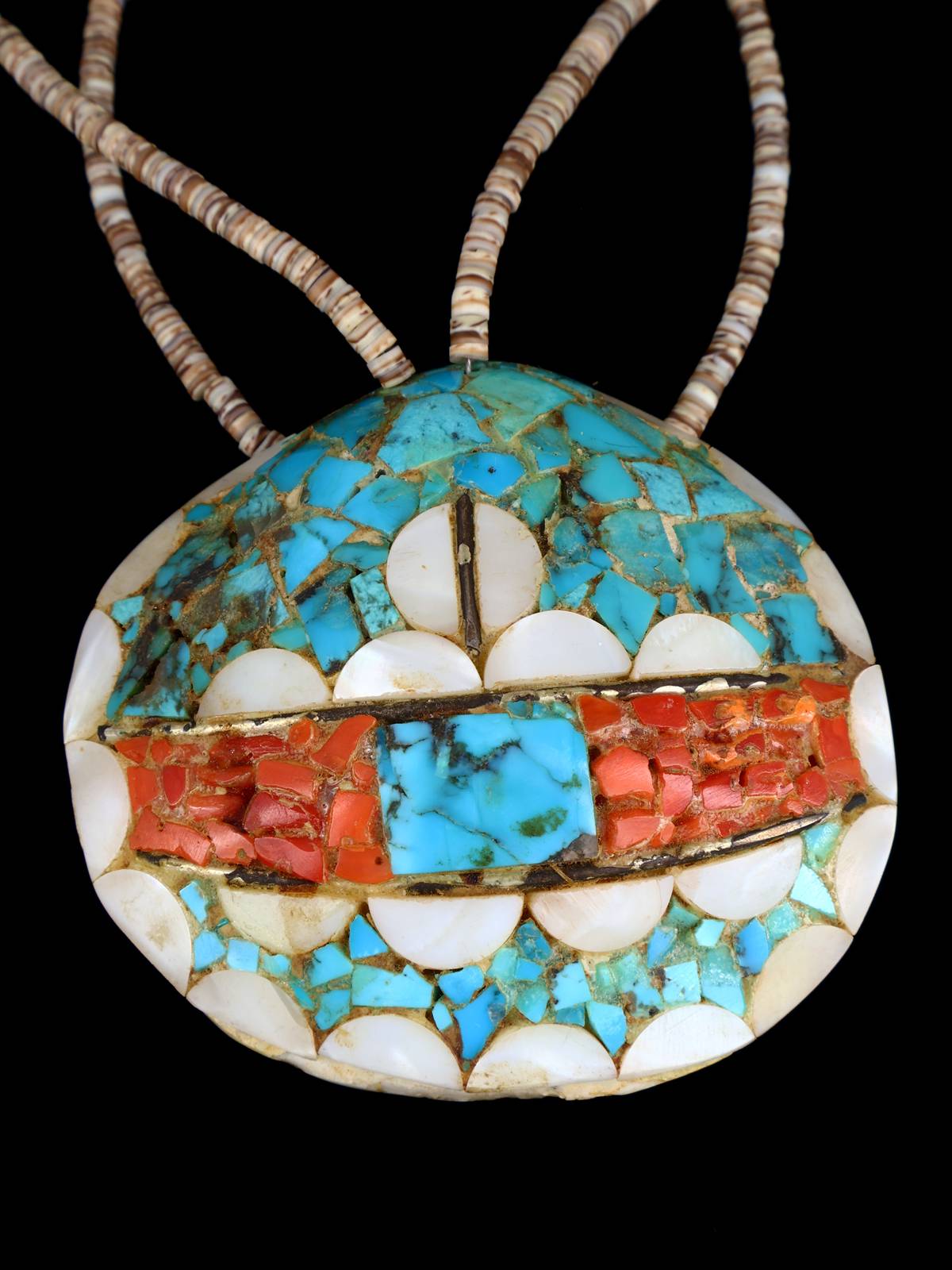 Old Santo Domingo Pueblo Inlaid Shell Necklace - PuebloDirect.com