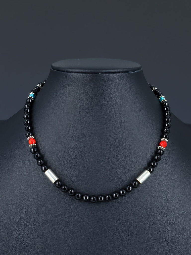 Navajo 16" Onyx Single Strand Bead Necklace - PuebloDirect.com