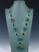 Native American Sterling Silver Royston Turquoise Lariat Necklace - PuebloDirect.com
