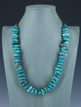 24" Navajo Single Strand Chunky Turquoise Necklace - PuebloDirect.com