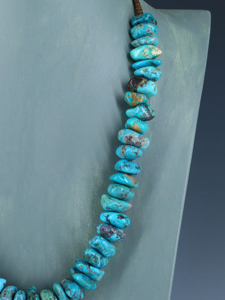 24" Navajo Single Strand Chunky Turquoise Necklace - PuebloDirect.com