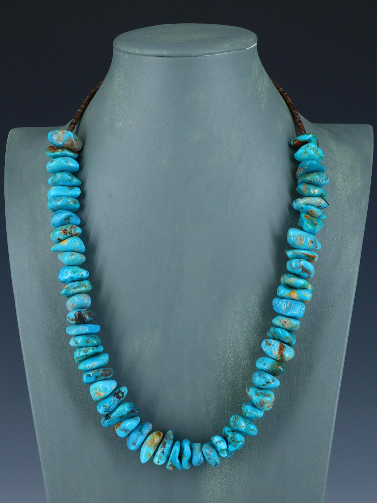 24" Navajo Single Strand Chunky Turquoise Necklace - PuebloDirect.com