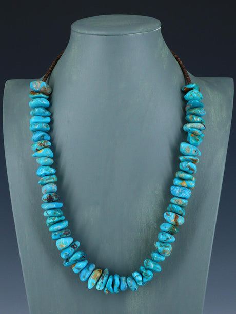 24" Navajo Single Strand Chunky Turquoise Necklace - PuebloDirect.com