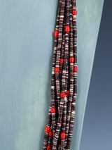 Santo Domingo Ten Strand Heishi and Coral Necklace - PuebloDirect.com