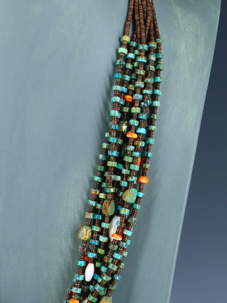 Native American Jewelry Turquoise and Spiny Oyster Necklace - PuebloDirect.com