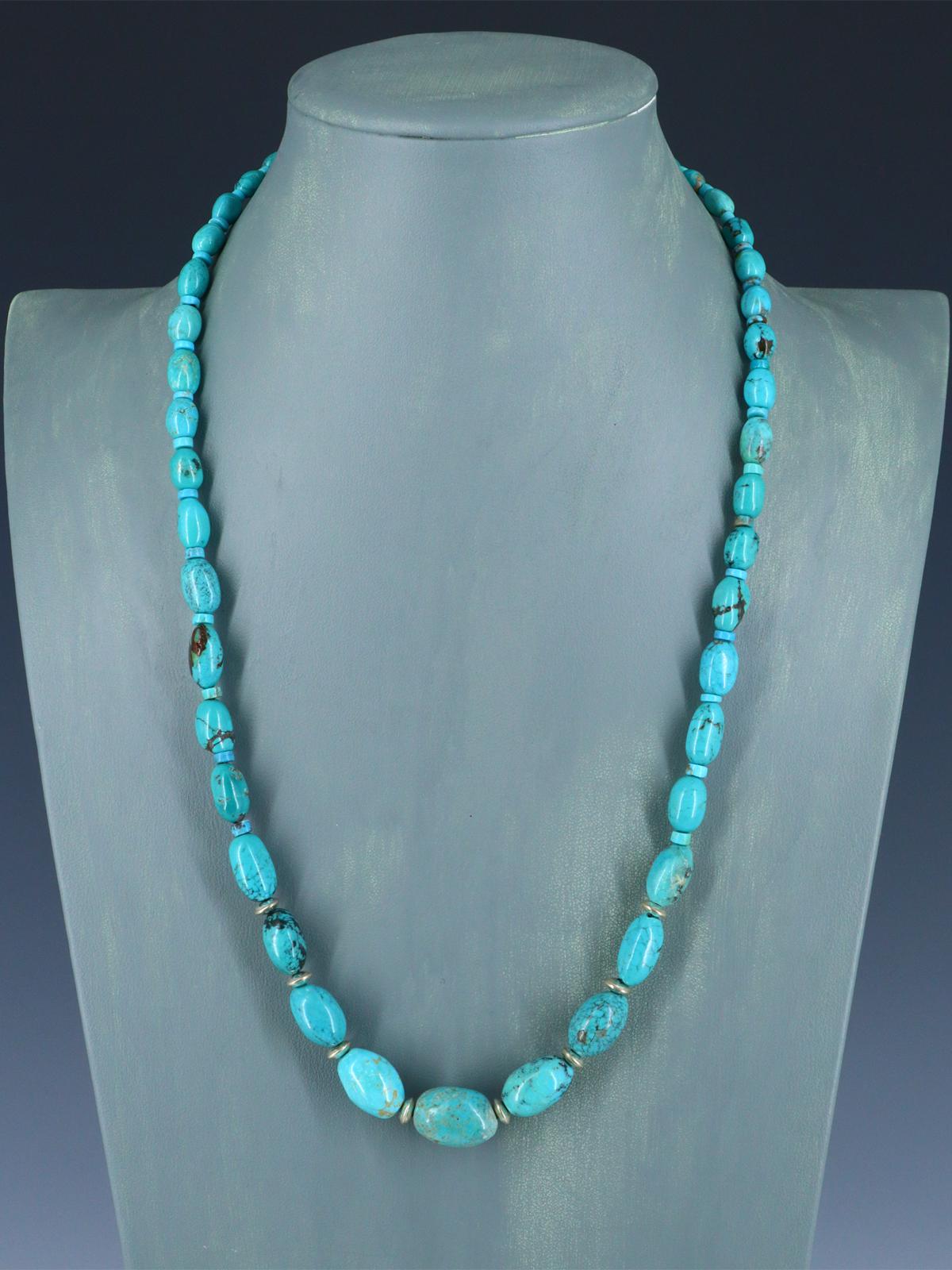 Native American Turquoise Beaded Single Strand Necklace - PuebloDirect.com