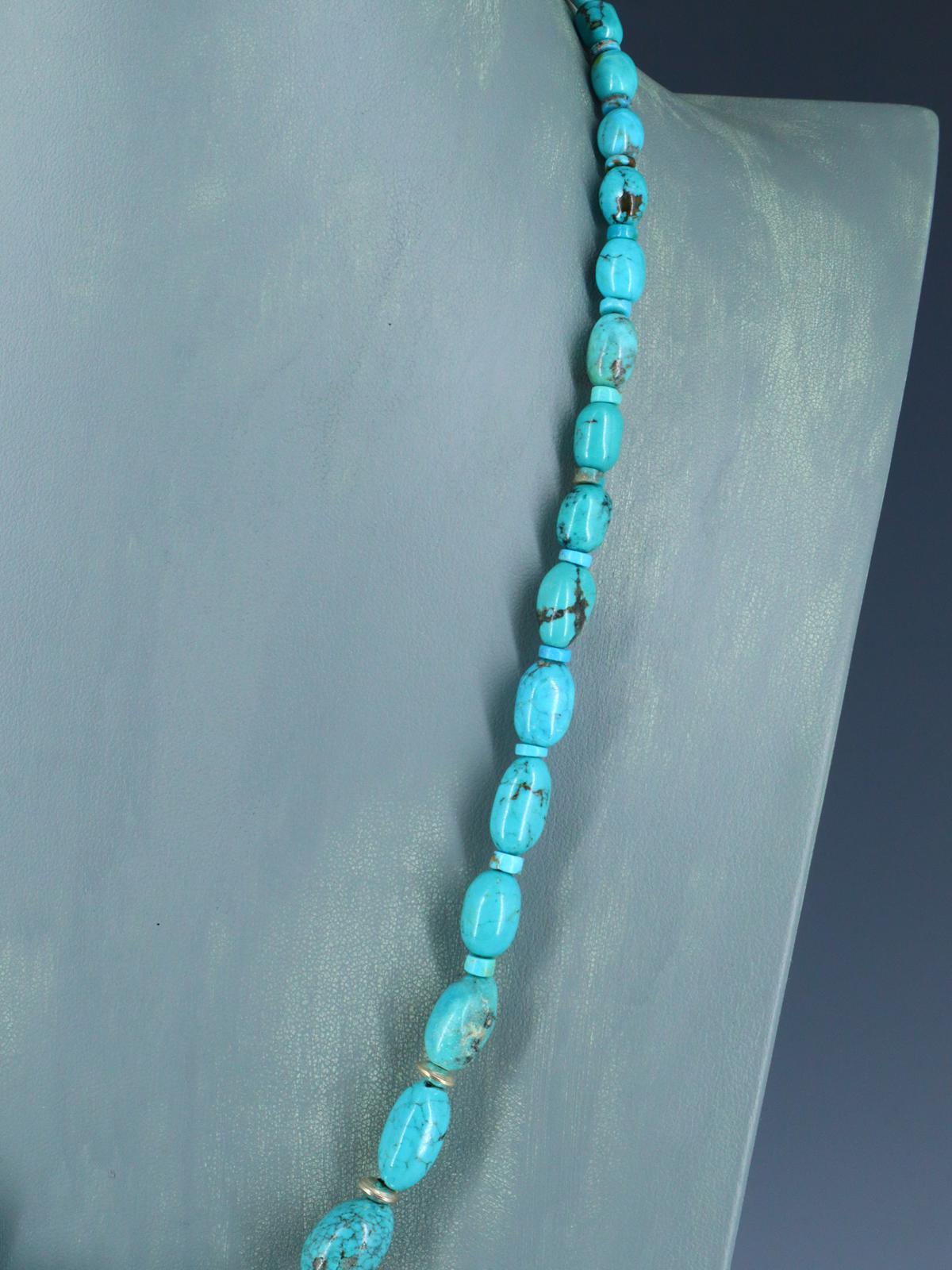 Native American Turquoise Beaded Single Strand Necklace - PuebloDirect.com