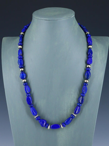 Native American Blue Lapis Beaded Single Strand Necklace - PuebloDirect.com