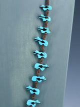 Native American Carved Zuni Fetish Turquoise Bear Necklace - PuebloDirect.com