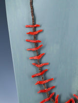 Native American Coral Zuni Fetish Carved Bird Necklace - PuebloDirect.com