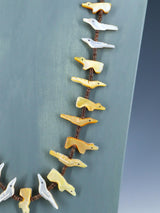 Native American Mother of Pearl Zuni Fetish Carved Bird Necklace - PuebloDirect.com