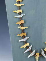 Native American Mother of Pearl Zuni Fetish Carved Bird Necklace - PuebloDirect.com