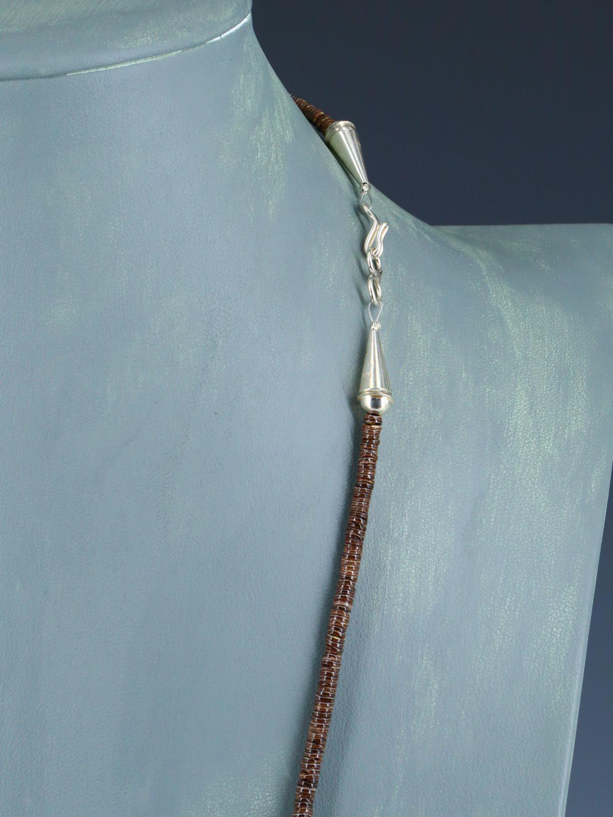 Native American Mother of Pearl Zuni Fetish Carved Bird Necklace - PuebloDirect.com