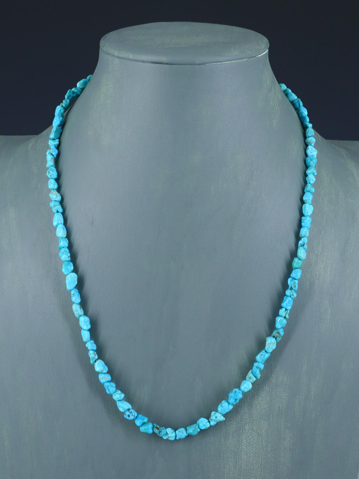 Navajo 21" Single Strand Sleeping Beauty Turquoise Necklace - PuebloDirect.com
