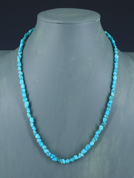 Navajo 21" Single Strand Sleeping Beauty Turquoise Necklace - PuebloDirect.com
