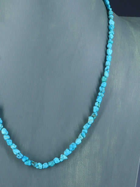 Navajo 21" Single Strand Sleeping Beauty Turquoise Necklace - PuebloDirect.com