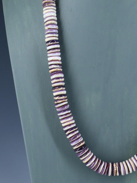 24" Navajo Single Strand Wampum Shell Beaded Necklace - PuebloDirect.com