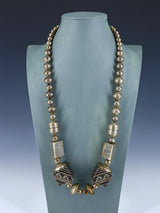 Vintage Native American Handmade Sterling Silver Bead Necklace - PuebloDirect.com