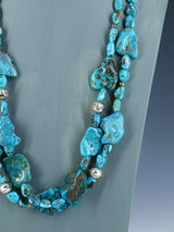 Chunky Native American Double Strand Turquoise Necklace