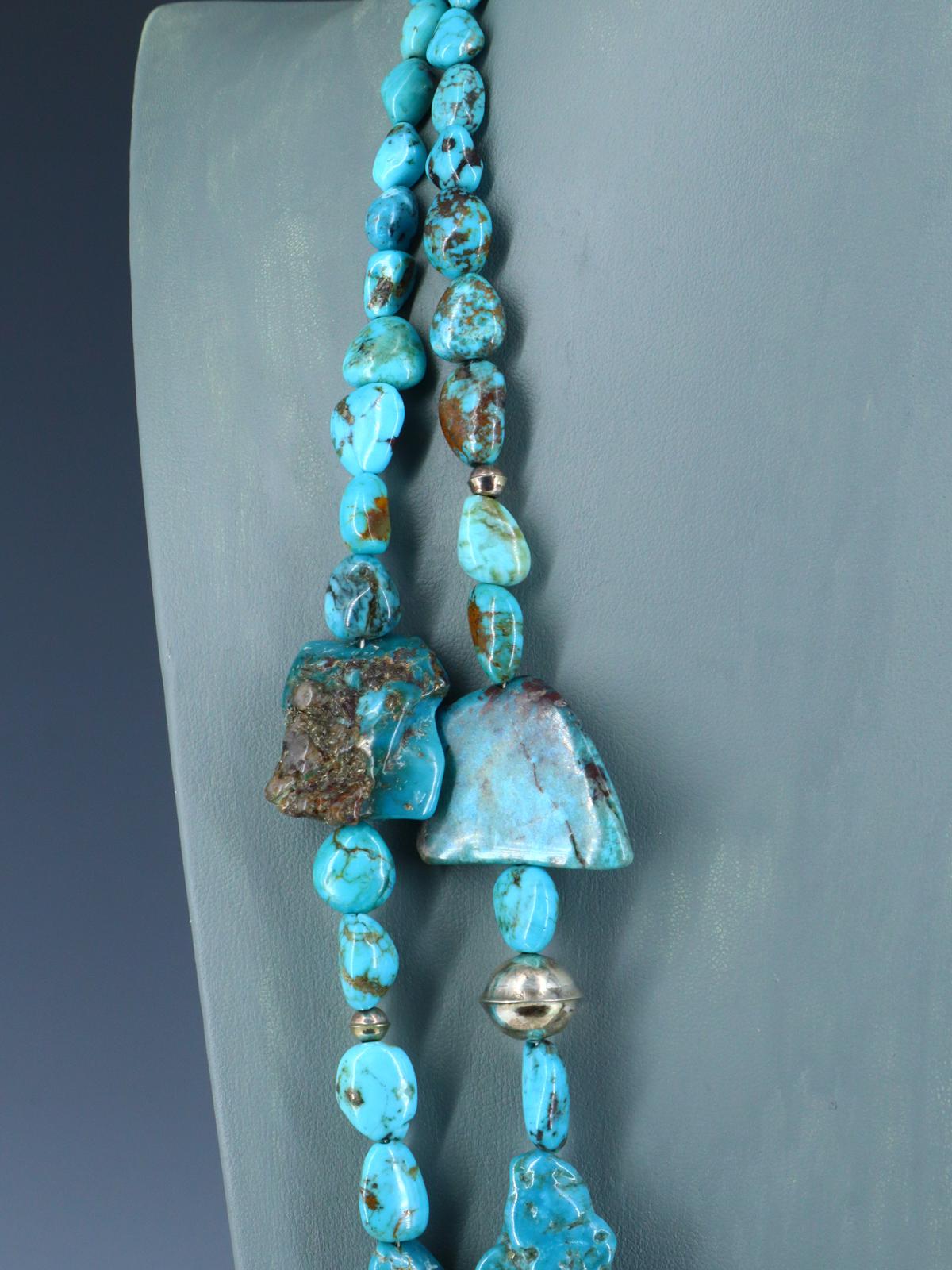 Chunky Native American Double Strand Turquoise Necklace