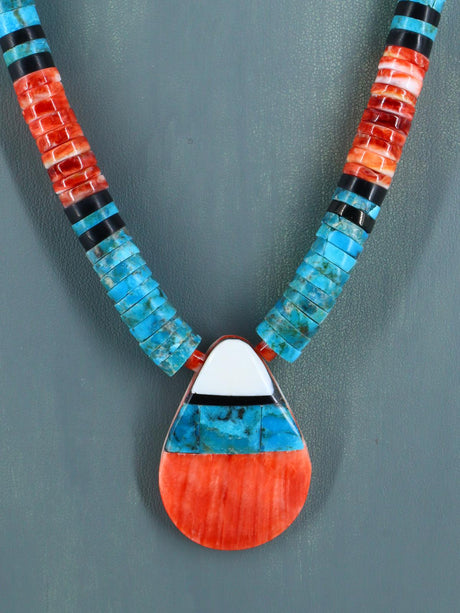 Santo Domingo Turquoise and Spiny Oyster Shell Necklace