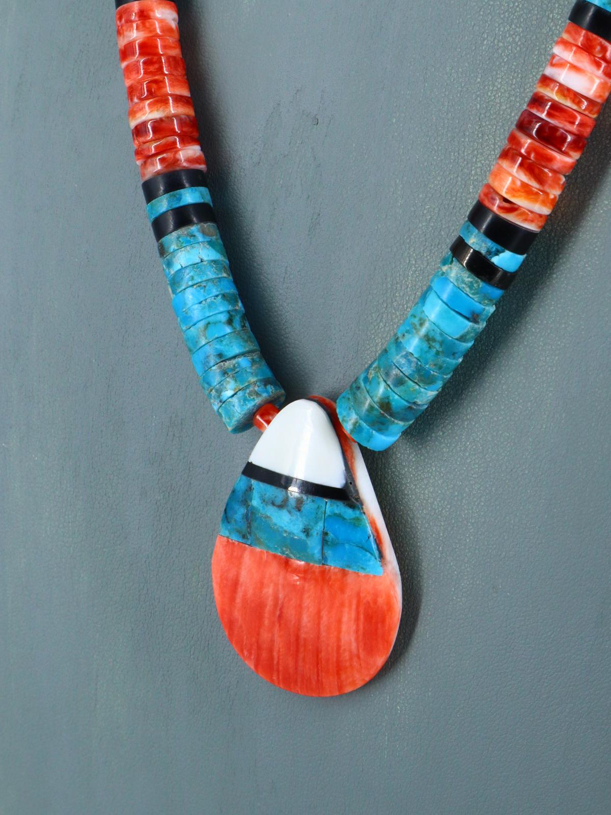 Santo Domingo Turquoise and Spiny Oyster Shell Necklace