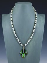 Native American Santo Domingo Mother of Pearl Mosaic Inlay Necklace