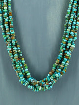Navajo Five Strand Natural Carico Lake Turquoise Necklace