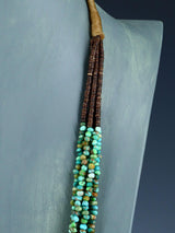 Navajo Five Strand Natural Carico Lake Turquoise Necklace