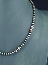 18" Navajo Jewelry Pink Conch Sterling Silver Beaded Necklace - PuebloDirect.com