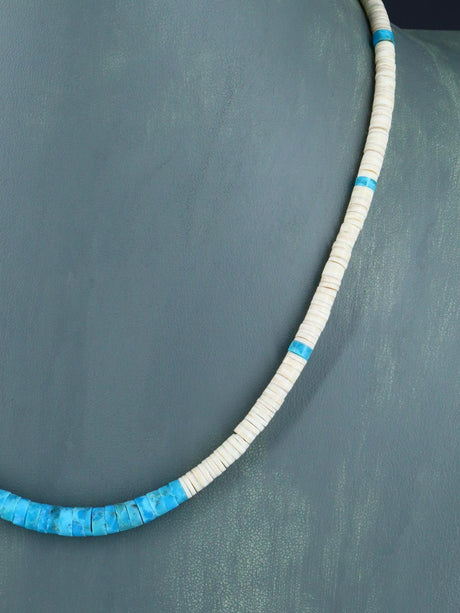 Native American Santo Domingo Shell Single Strand Necklace - PuebloDirect.com