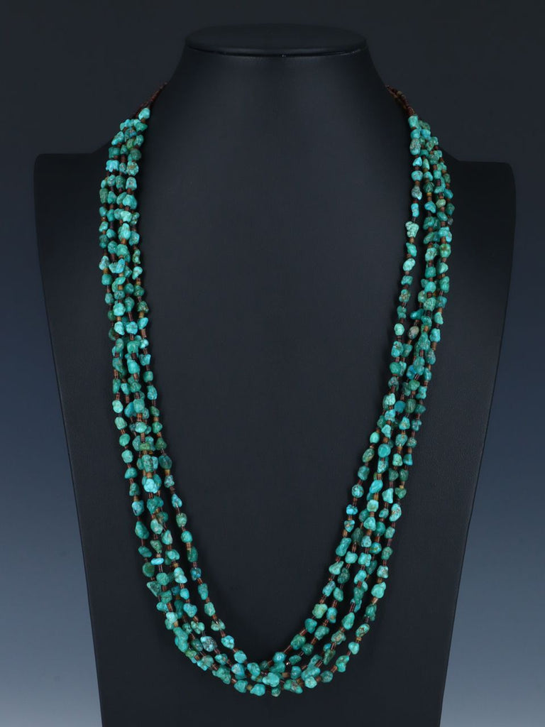Native American Heishi and Turquoise Five Strand Necklace - PuebloDirect.com