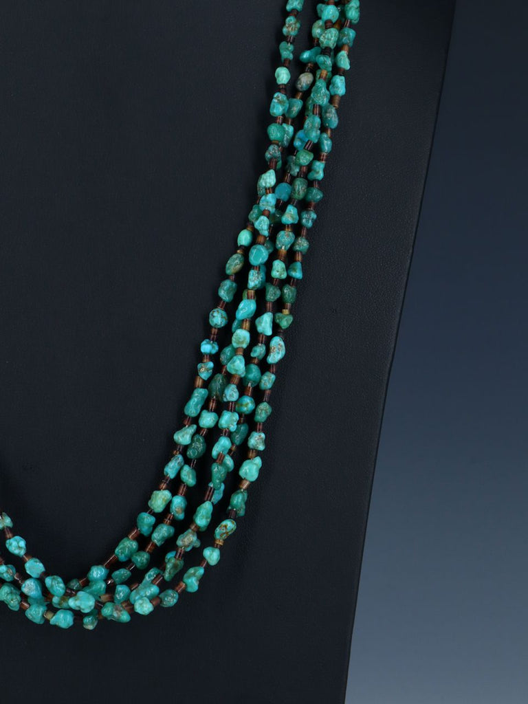 Native American Heishi and Turquoise Five Strand Necklace - PuebloDirect.com
