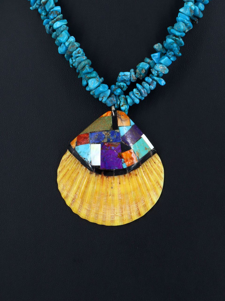 Native American Santo Domingo Turquoise Mosaic Necklace Set - PuebloDirect.com