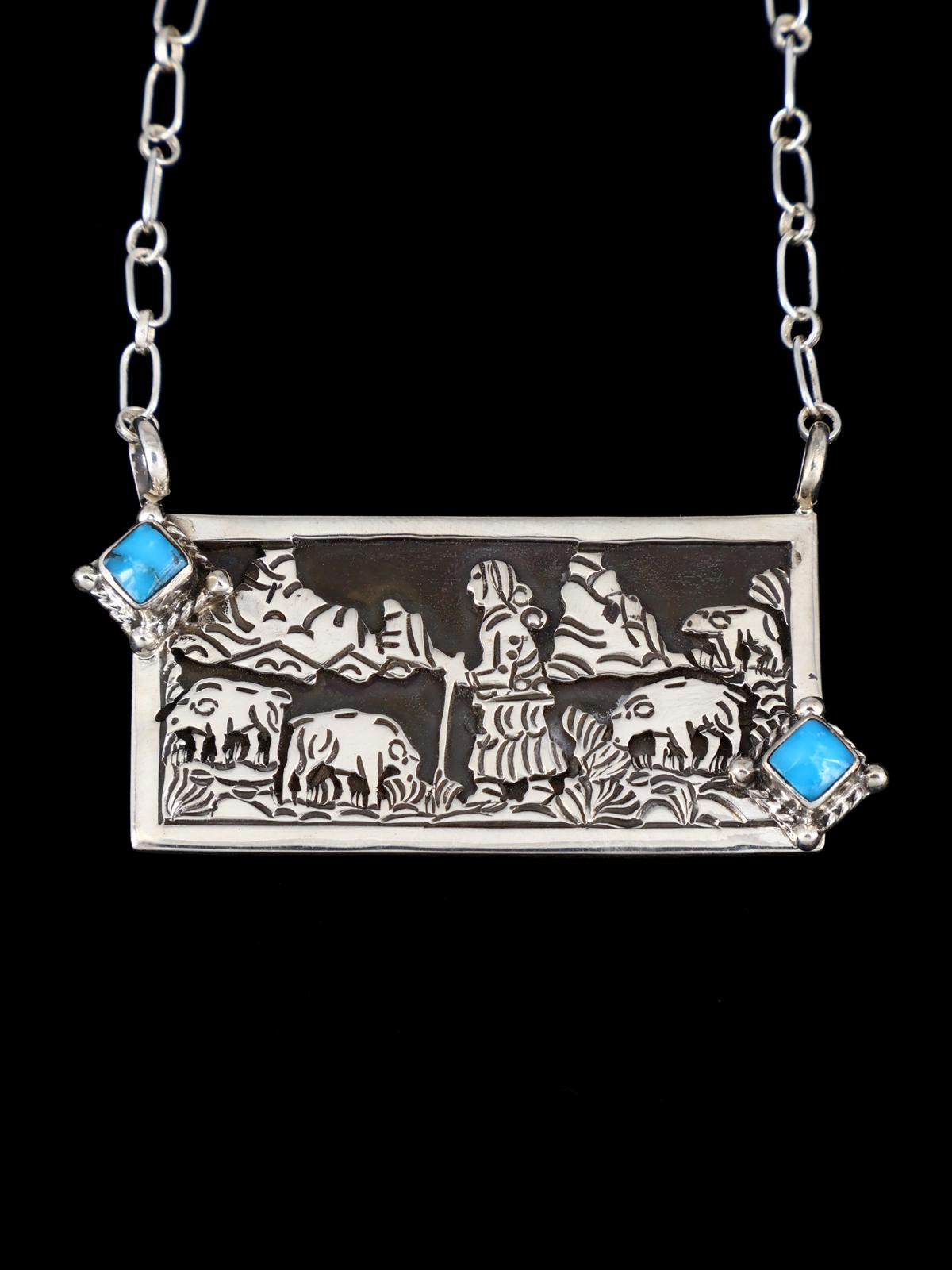 Native American Jewelry Turquoise Storyteller Choker Necklace