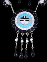 Turquoise Sterling Silver Zuni Inlay Necklace and Earrings Set