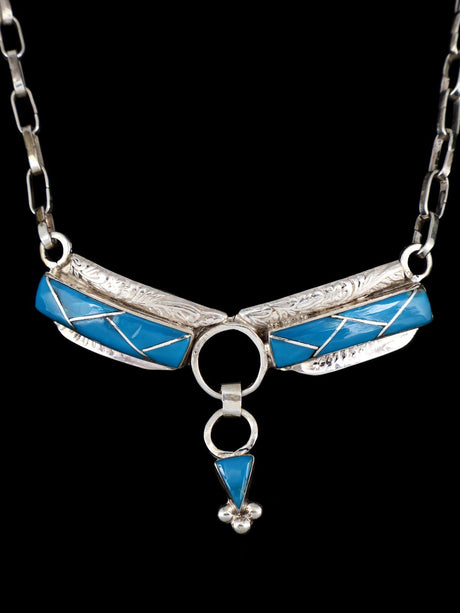 Turquoise Sterling Silver Zuni Inlay Necklace