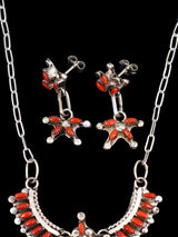 Native American Coral Necklace and Earring Set
