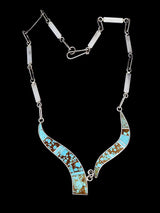 Navajo Inlay Turquoise Sterling Silver Necklace