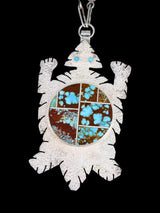 Navajo Inlay Turquoise Horned Toad Sterling Silver Necklace