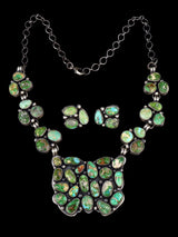 Native American Sterling Silver Sonoran Gold Turquoise Necklace Set