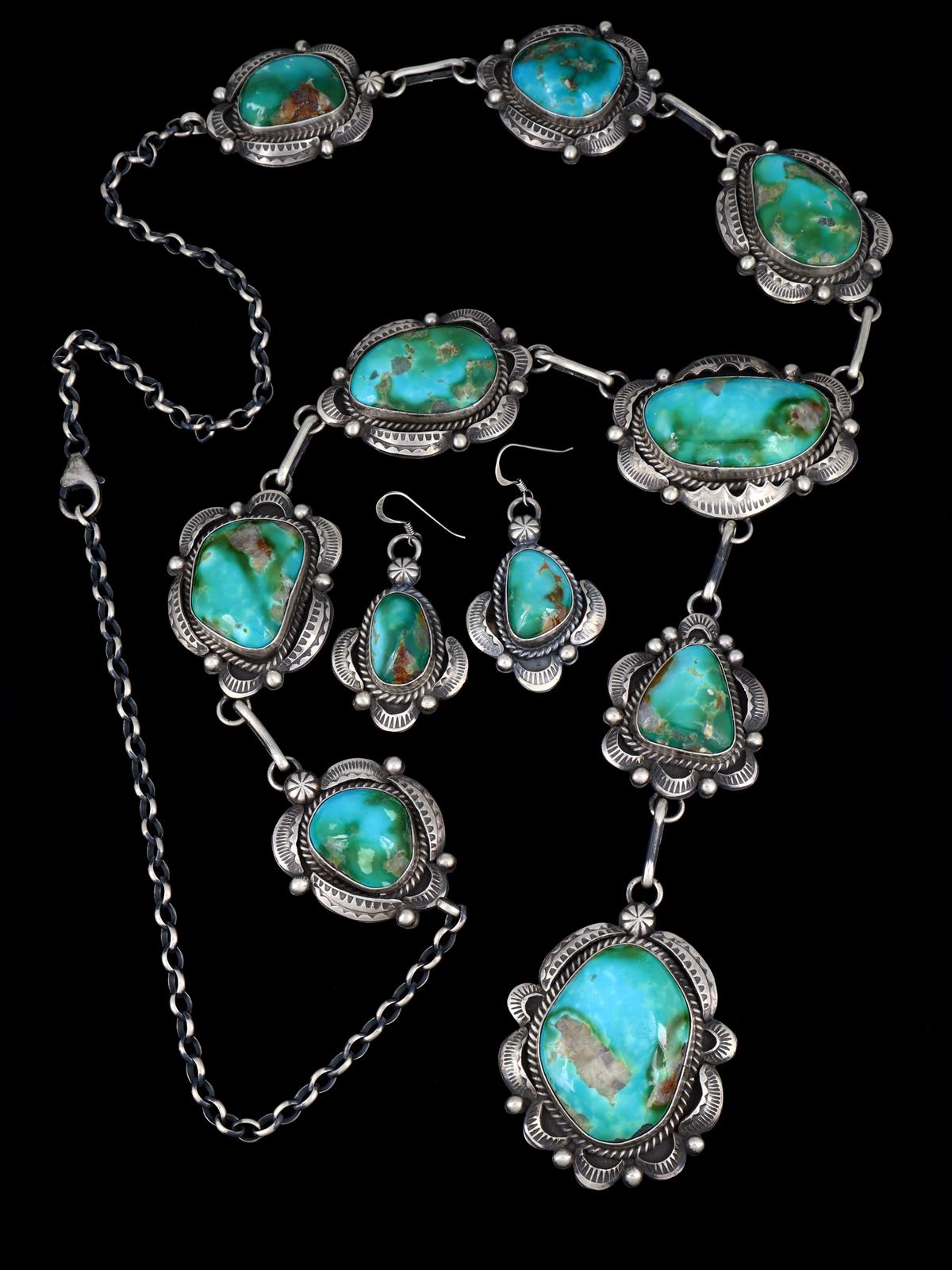 Navajo Sterling Silver Hardy Pit Kingman Turquoise Lariat Necklace